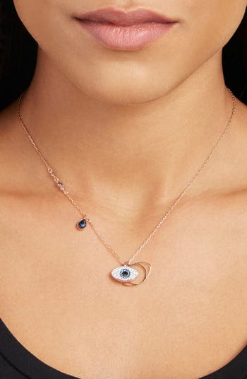 Una Swarovski Duo Evil Eye Pendant Necklace