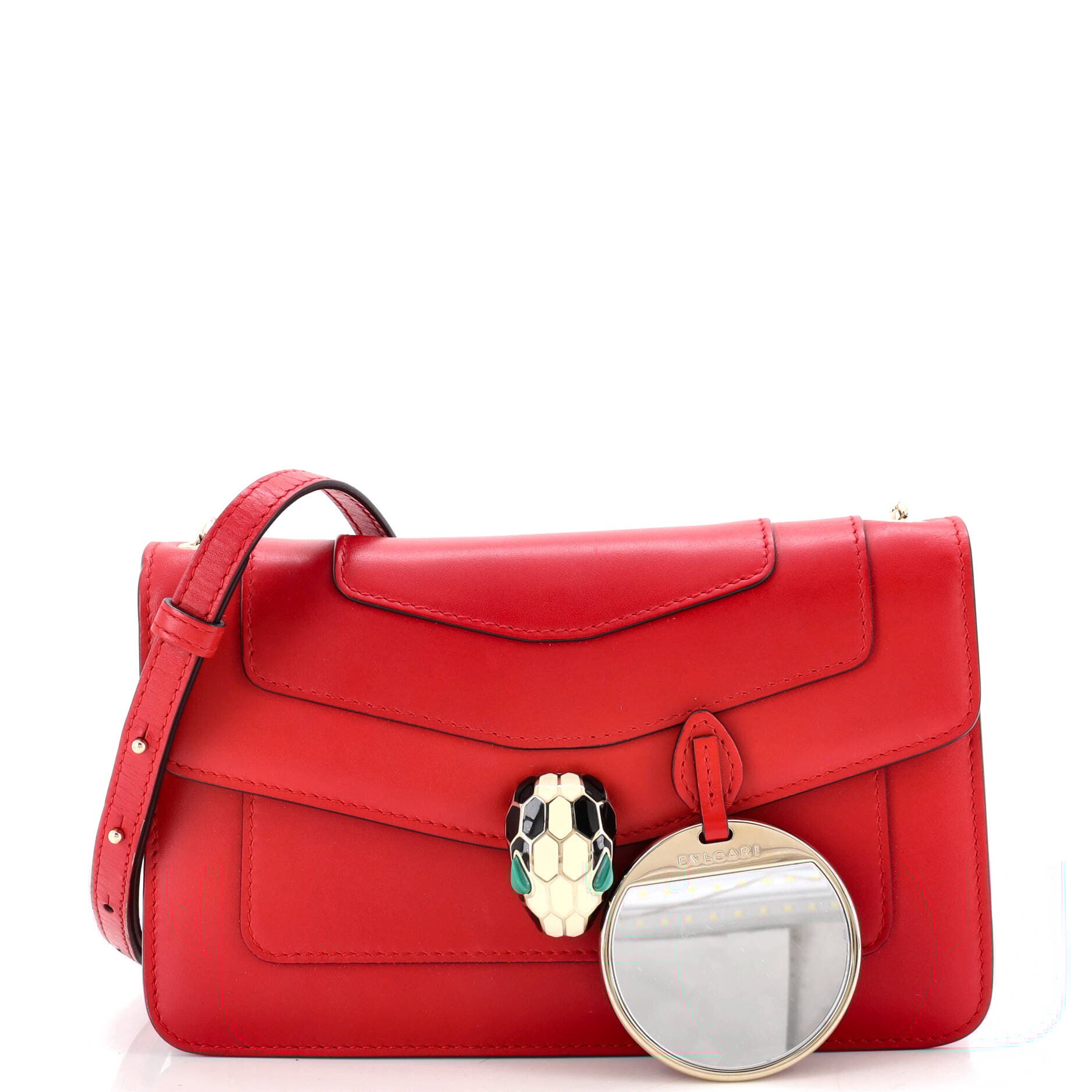 Serpenti Forever Shoulder Bag Leather Small, Alternate, color, Red