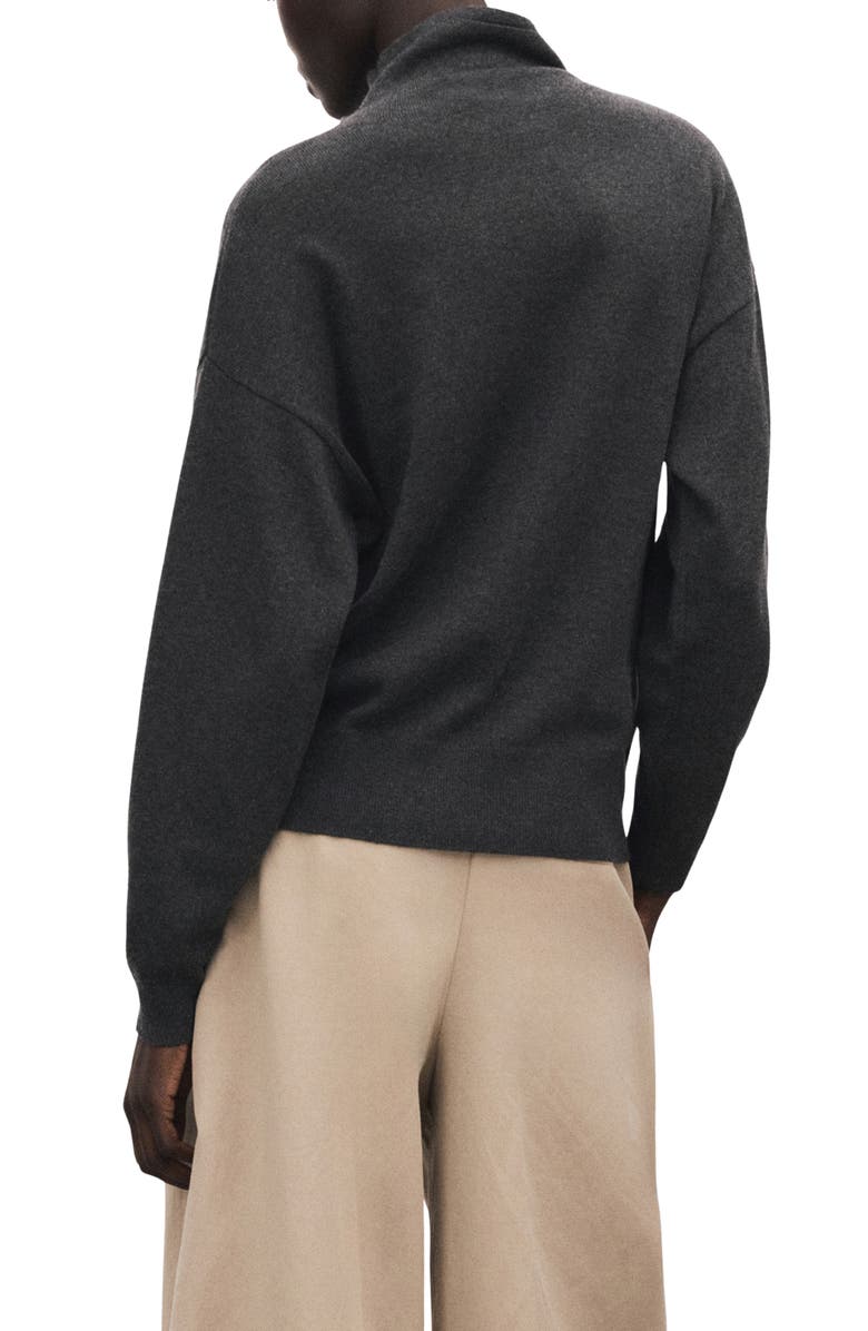 MANGO Draped Turtleneck Sweater, Alternate, color, Charcoal