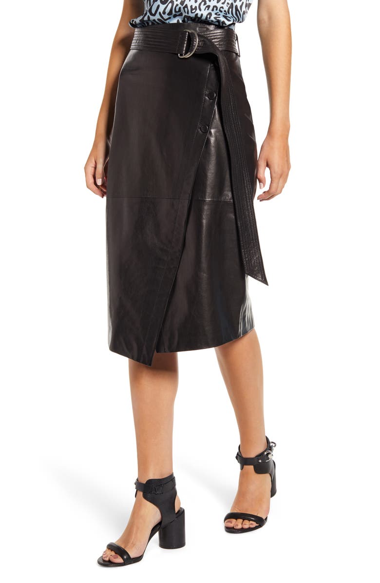 Rebecca Minkoff Julianna Asymmetrical Leather Skirt, Main, color,