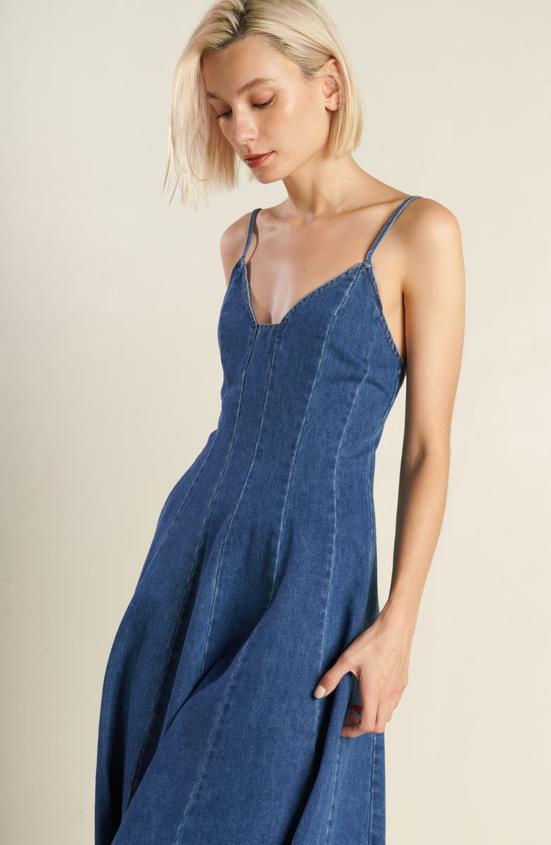 FREEMARKET Sleeveless Denim Midi Dress, Alternate, color, 