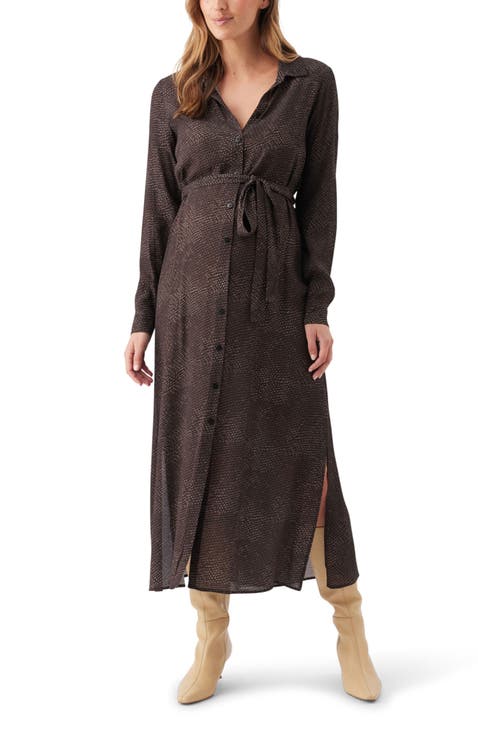 Helena Button Up Maternity/Nursing Shirt Dress