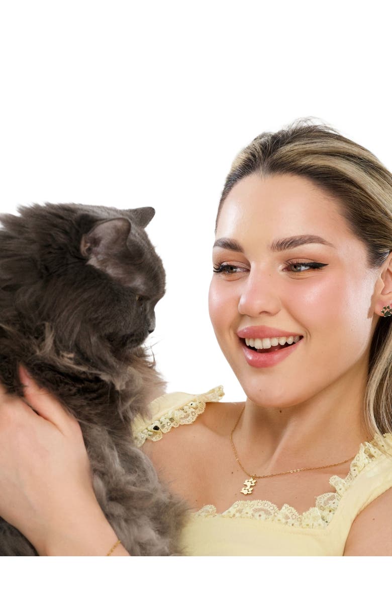 GoldenPaw Paw Print Stud Earrings for Pet Lovers, Alternate, color, Gold