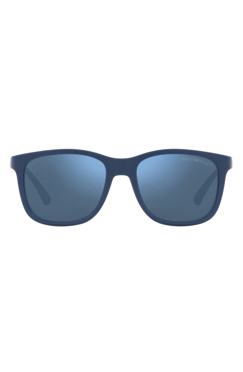 Emporio Armani 49mm Pillow Sunglasses, Main, color, Blue / Dark Blue Mirror Blue