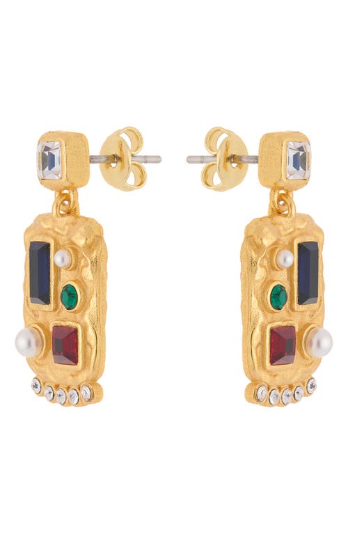 Reiss Skylin Crystal Rectangle Drop Earrings In Gold Tone/multi Crystal