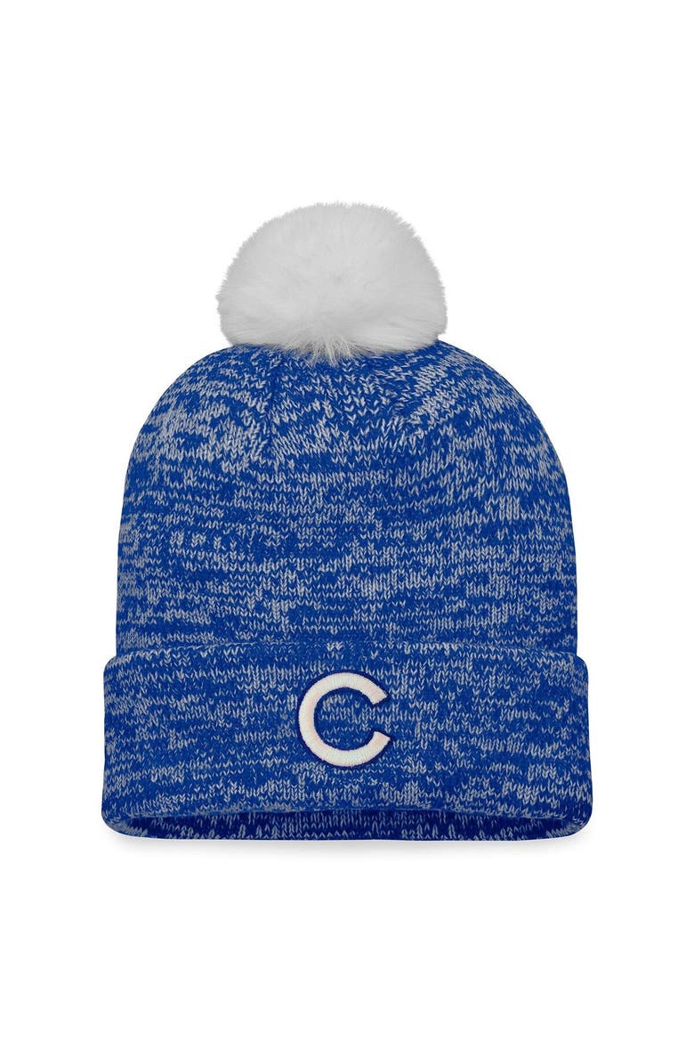 Women's Fanatics Branded Royal/White Chicago Cubs Iconic Cuffed Knit Hat with Pom, Main, color, Royal