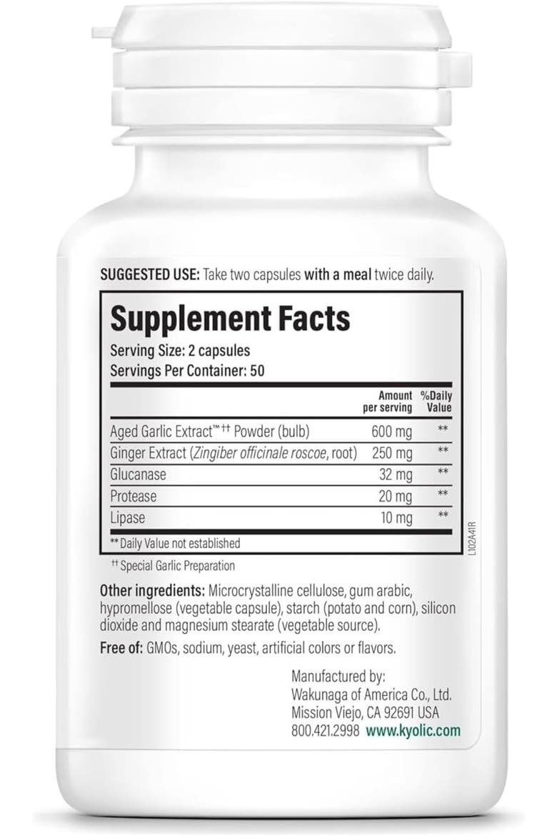 Aged Garlic Extract Formula 102, Cleanse & Digestion, Ginger and Enzyme Complex, 100 Vegetarian Tablets, Alternate, color, None