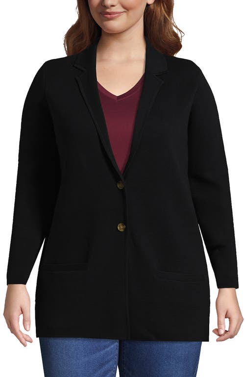 LANDS' END LANDS' END PLUS SIZE FINE GAUGE COTTON BUTTON FRONT BLAZER SWEATER 