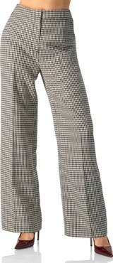 IVONNE Checkered Wide-Leg Trousers With Side Stripe