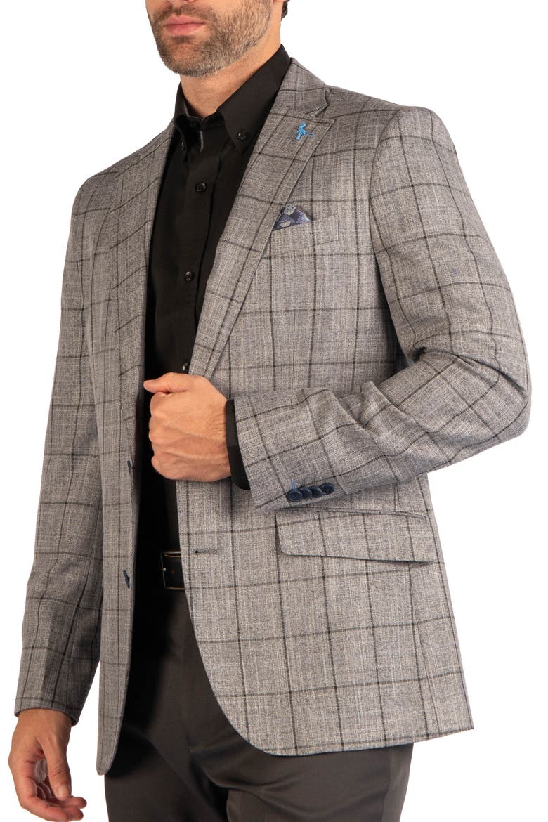 Windowpane Sport Coat, Alternate, color, GREY