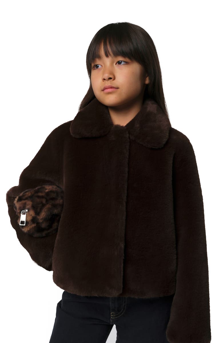 Apparis Kids' Elis Pluche<sup>™</sup> Faux Fur Coat, Alternate, color, Espresso