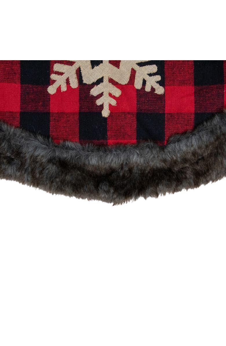 Northlight 48-Inch Red and Black Christmas Tree Skirt with Burlap Snowflake, Alternate, color, Red