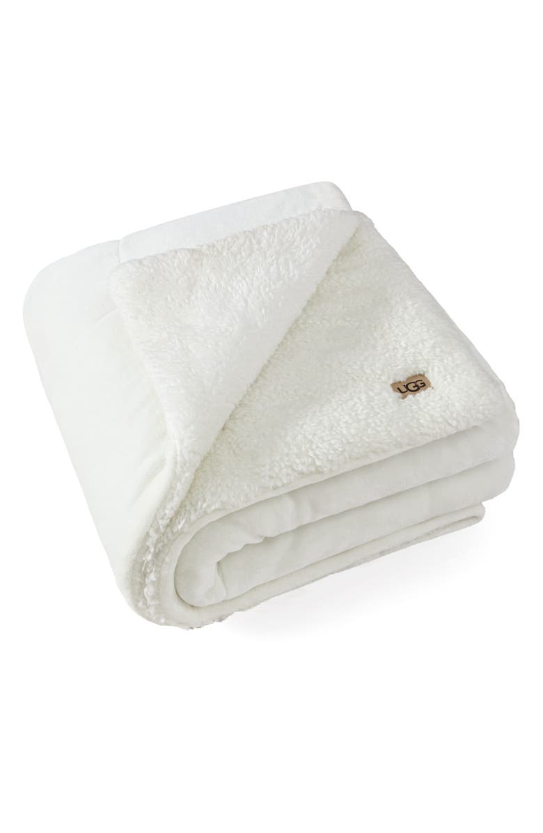 UGG<sup>®</sup> Avery Quilted Throw Blanket, Main, color, Snow