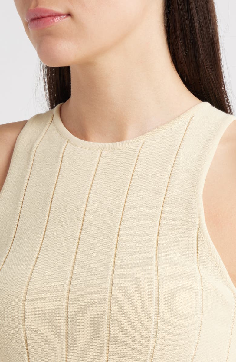 MANGO Piano Sleeveless Pleated Cotton Blend Sweater Dress, Alternate, color, Light Tan