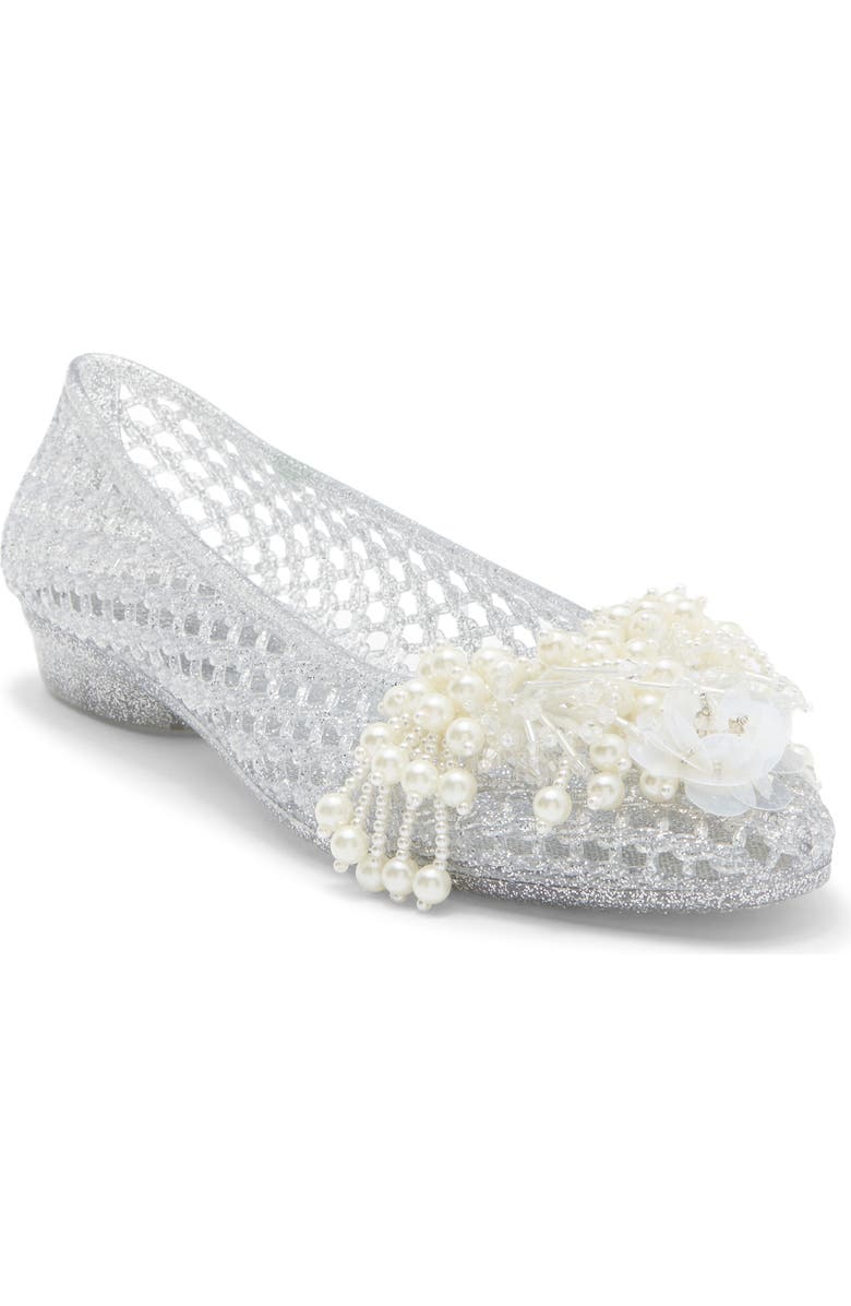 Jeffrey Campbell Wade-J Jelly Flat, Main, color, Silver Glitter Pearl