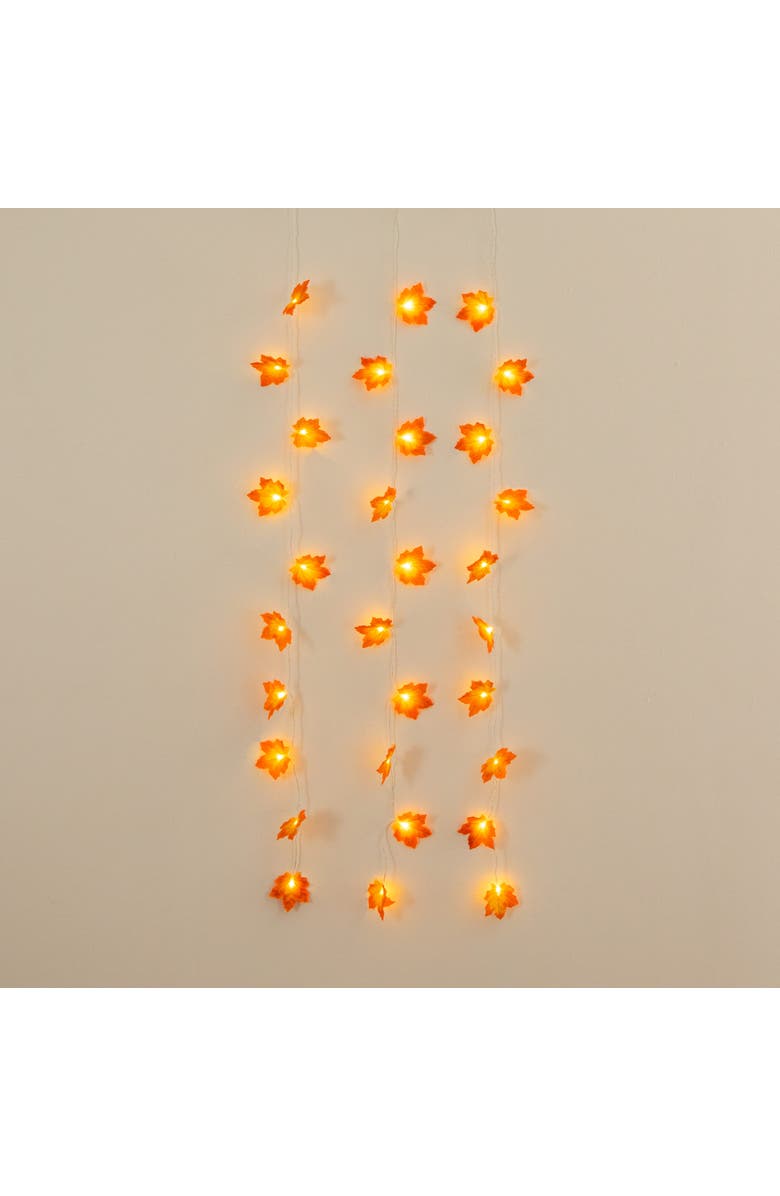 NEARLY NATURAL 5-ft Pre-Lit Autumn Maple Leaf Artificial Fall Garland with 10 Warm White LED String Lights - Set of 3, Alternate, color, Orange
