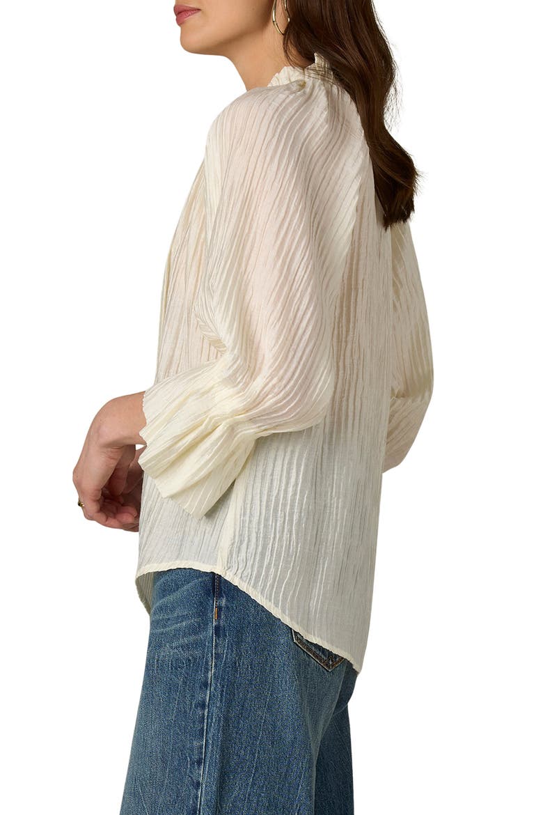 Pleated Tie Neck Top, Alternate, color, IVORY