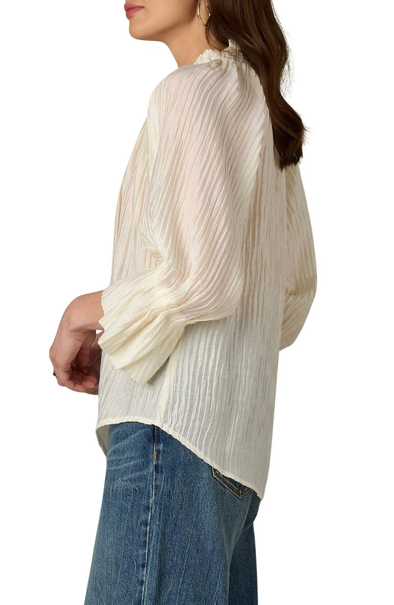 Wit & Wisdom Pleated Tie Neck Top, Alternate, color, Ivory