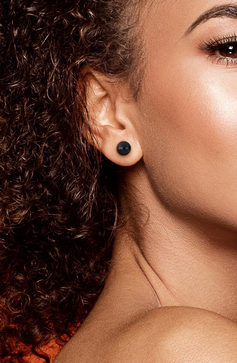 DELMAR Cultured Freshwater Pearl Stud Earrings, Alternate, color, Black