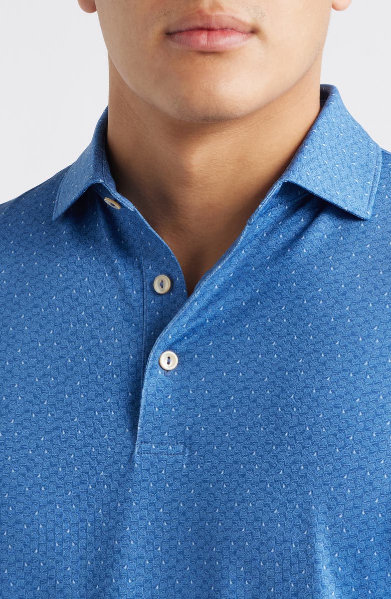 Peter Millar Negroni Geo Print Performance Jersey Polo, Alternate, color, Windsor Blue
