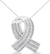 Haus of Brilliance 14K White Gold 2 5/8 Cttw Diamond Awareness Ribbon Pendant - Chain Not Included