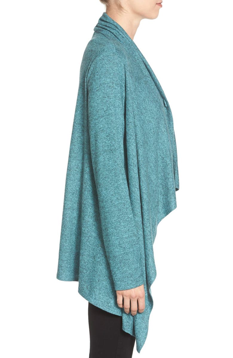 Bobeau One-Button Fuzzy Wrap Cardigan, Alternate, color, 