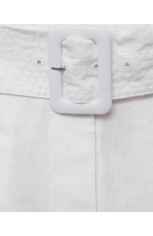 Mango Belted Linen Bermuda Shorts