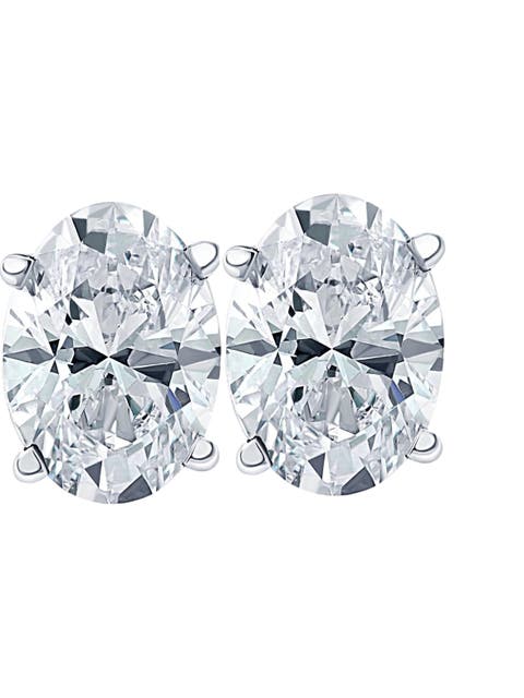 2 Ct Lab Grown Oval Diamond Studs 14k Gold Earrings