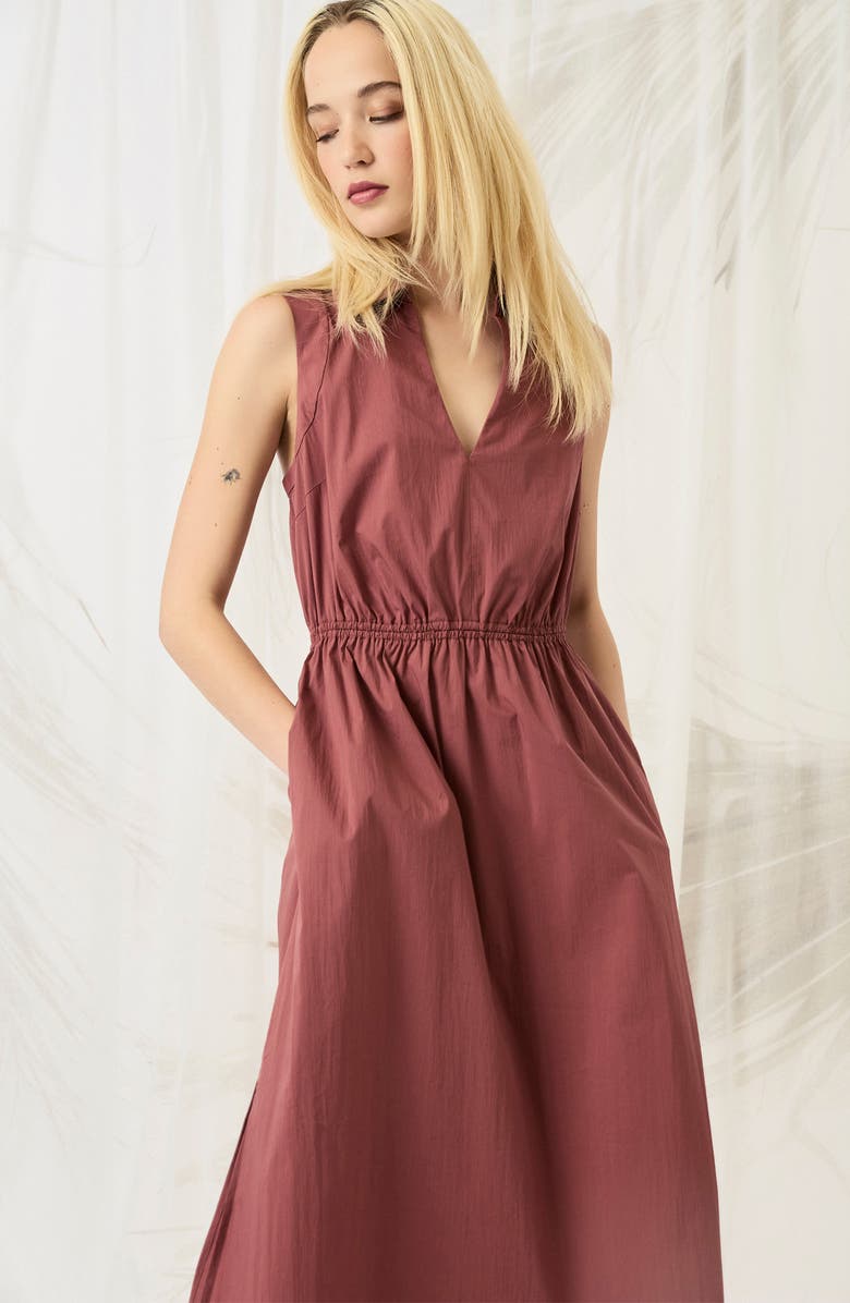 Luxely Collared Cutout Midi Dress, Alternate, color, Apple Butter