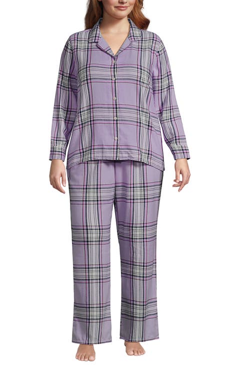 Flannel 2 Piece Pajama Set - Long Sleeve Shirt and Pants