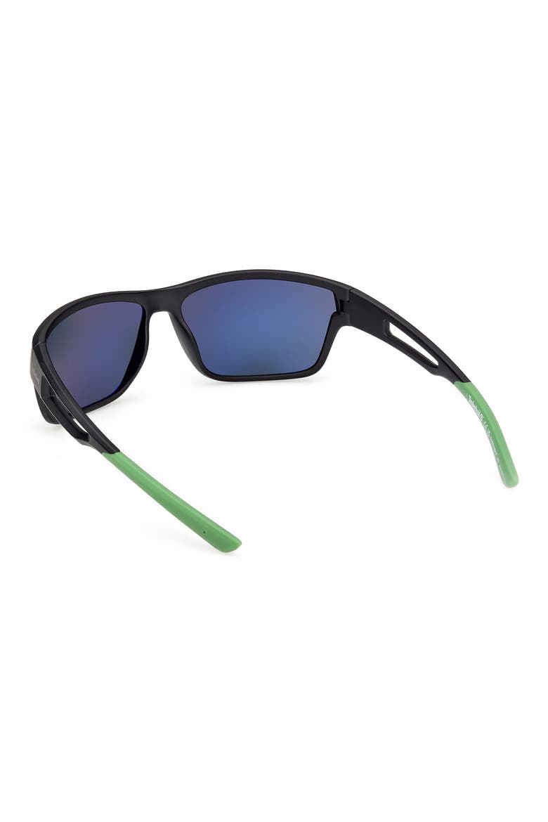 65mm Polarized Rectangular Wrap Sunglasses, Alternate, color, MATTE BLACK / SMOKE POLARIZED