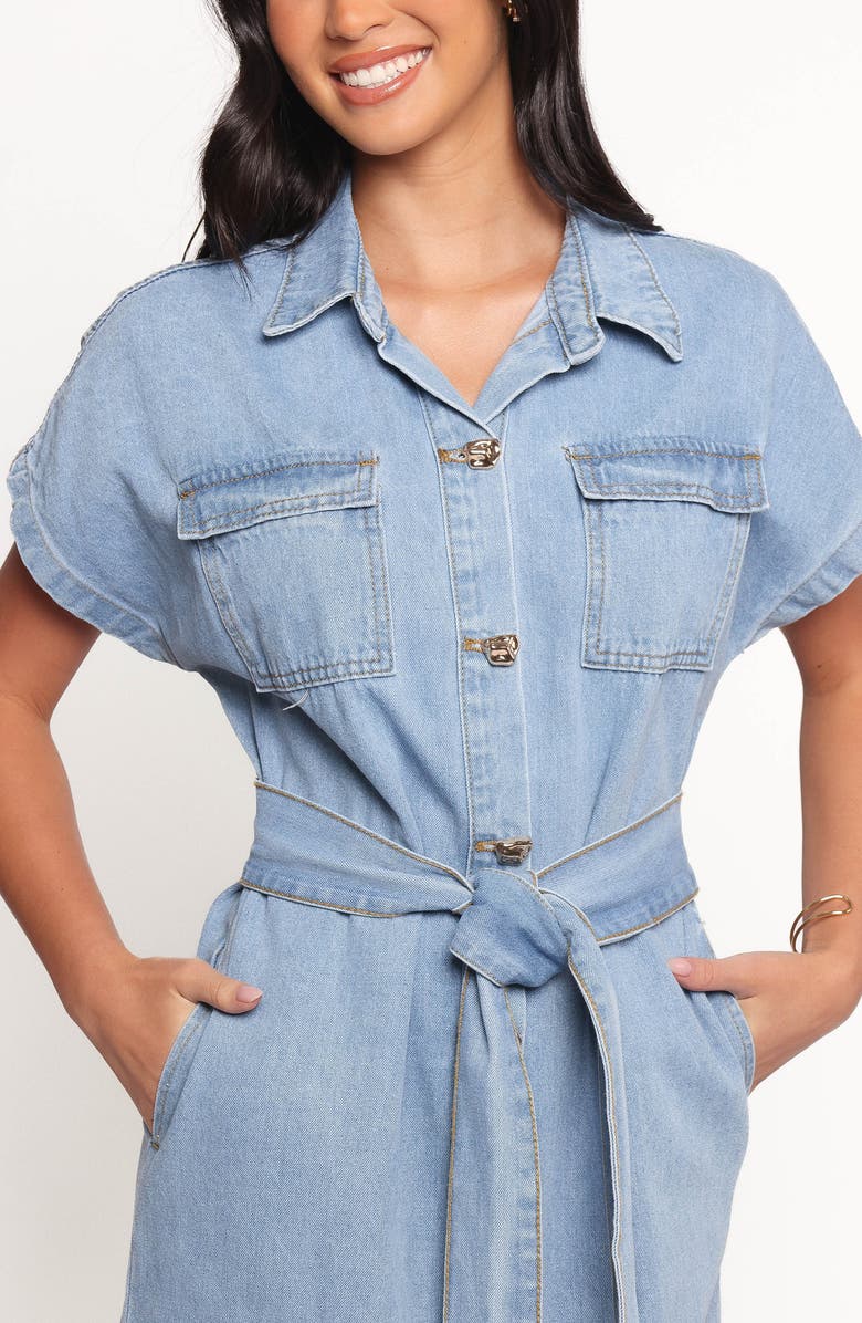 Petal & Pup Griffin Tie Waist Shirtdress, Alternate, color, Denim