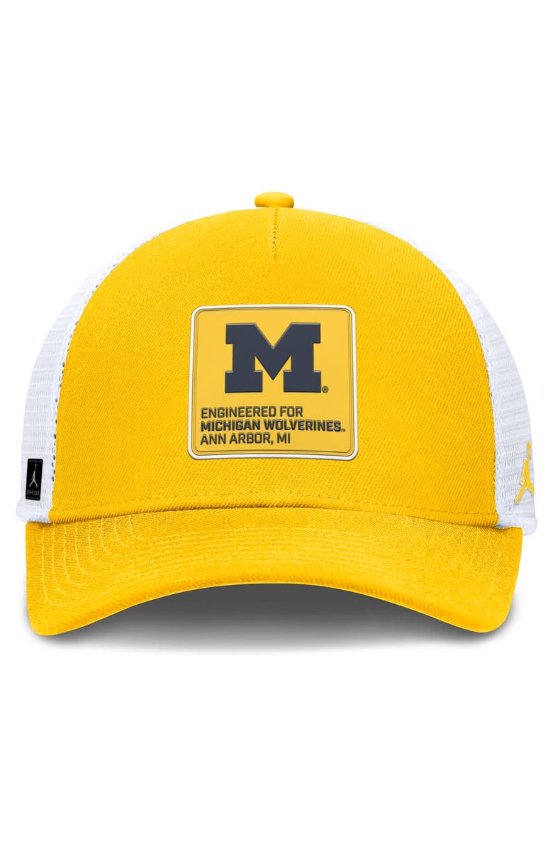 Jordan Brand Men's Jordan Brand  Gold/White Michigan Wolverines 2025 On-Field Rise Engineered Trucker Adjustable Hat, Alternate, color, Gold