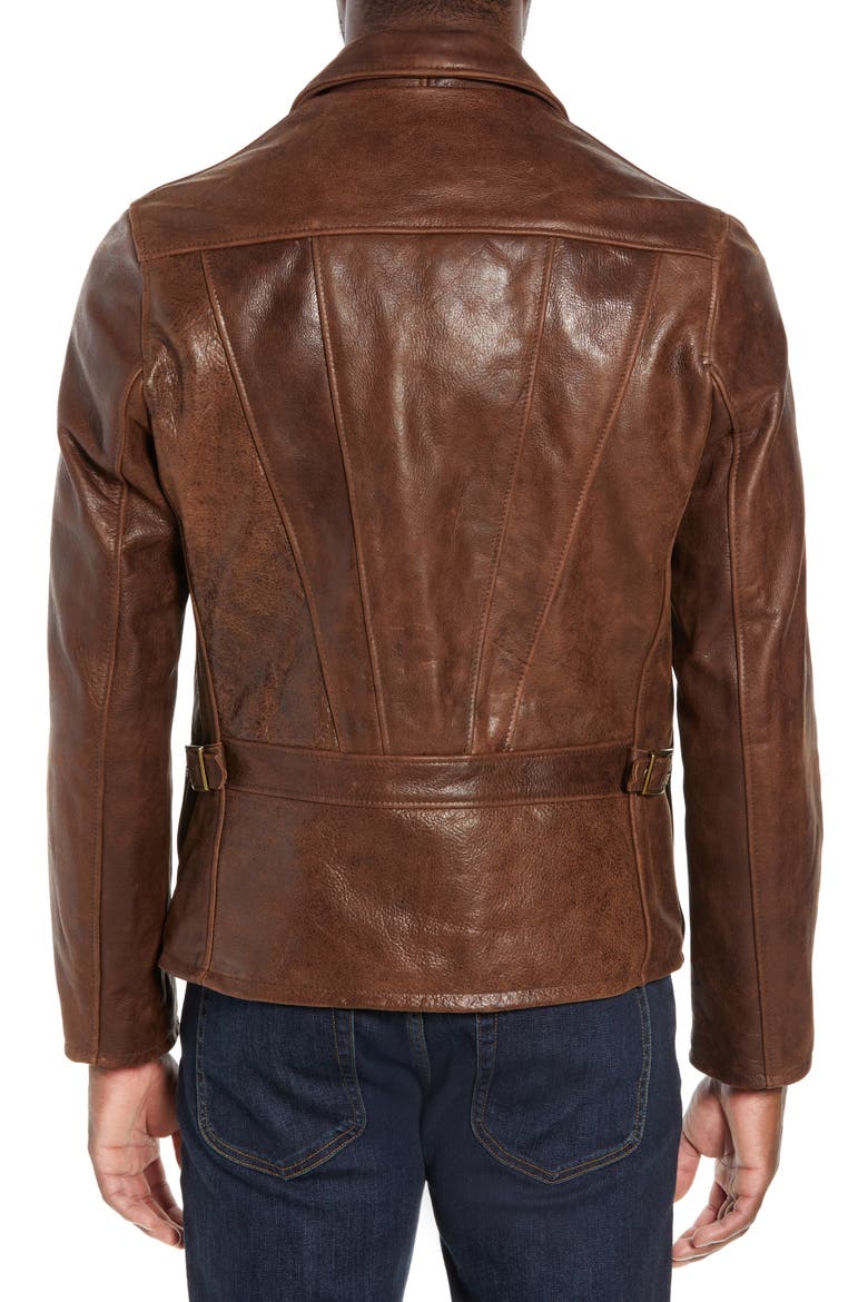 Waxy Naked Buffalo Leather Delivery Jacket, Alternate, color, BROWN