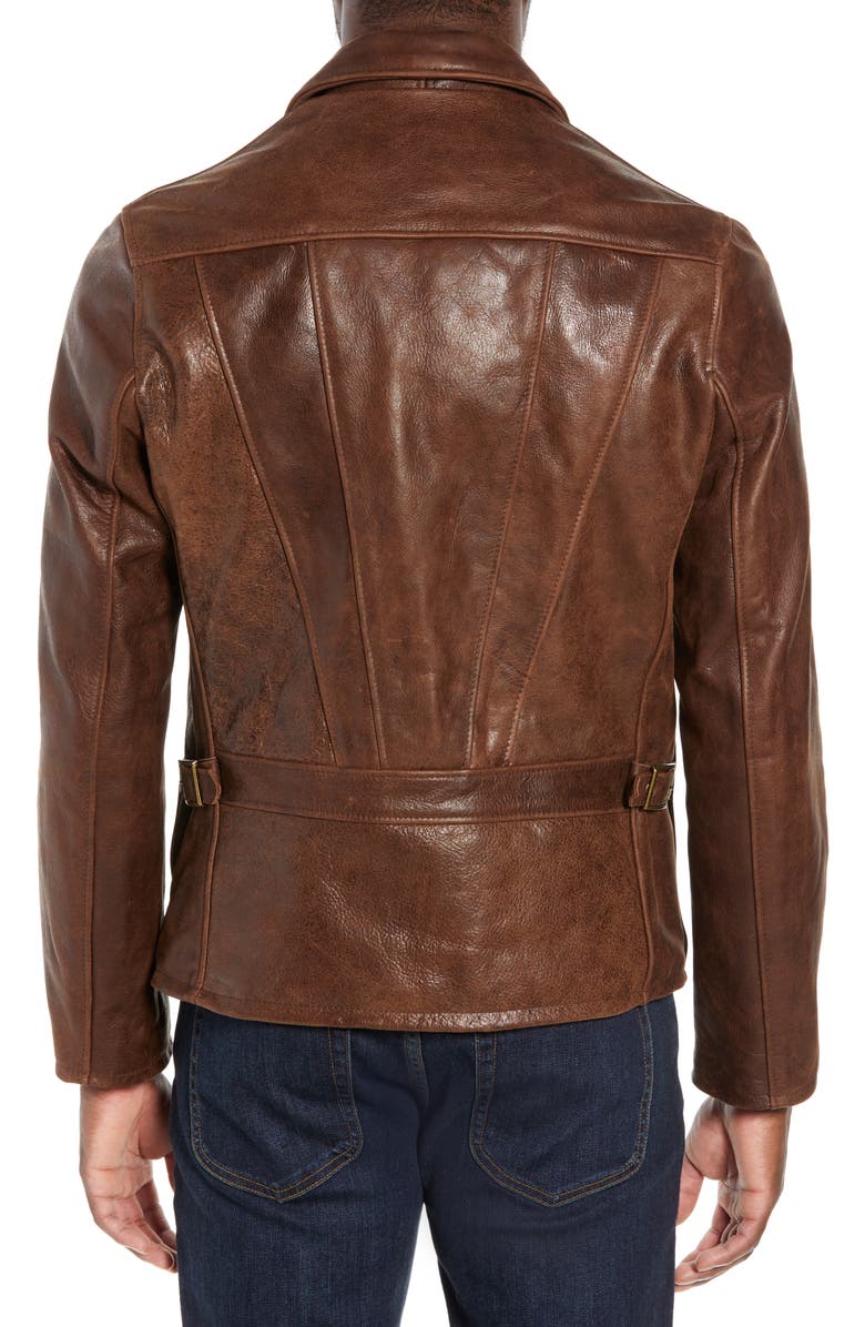Schott NYC Waxy Naked Buffalo Leather Delivery Jacket, Alternate, color,
