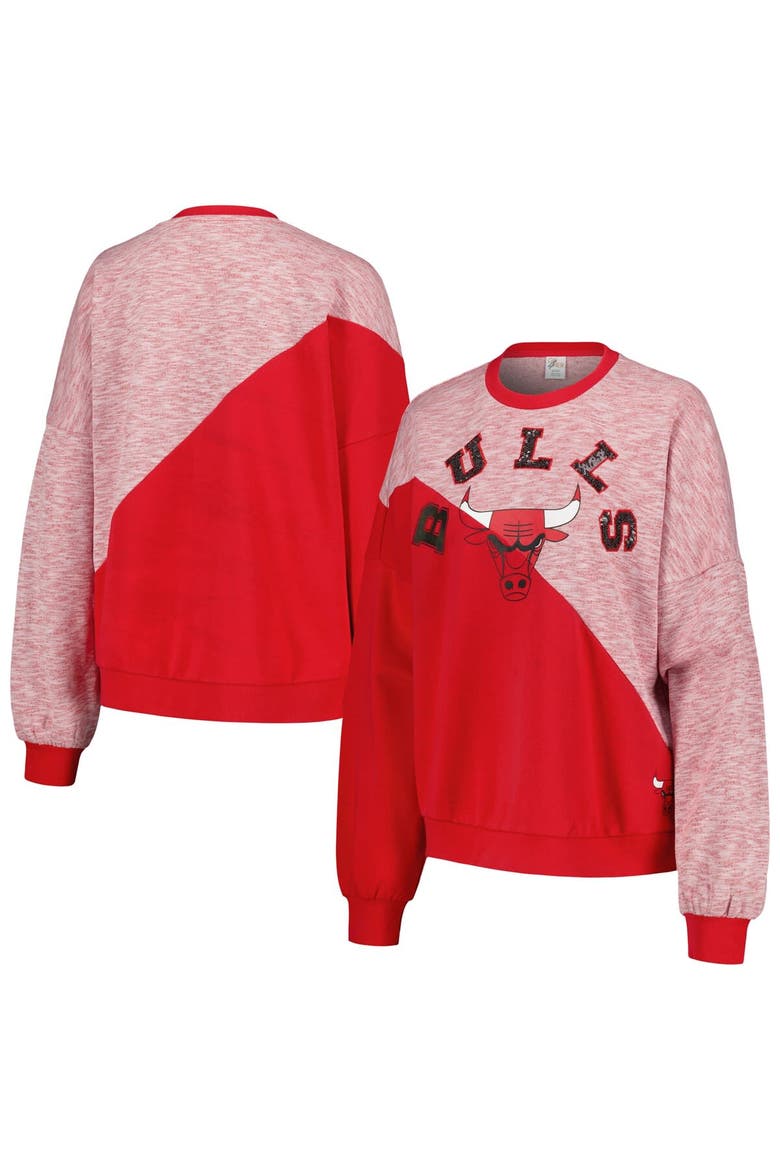 Women's G-III 4Her by Carl Banks Red Chicago Bulls Benches Split Pullover Sweatshirt, Alternate, color, Red