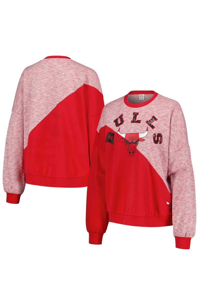 G-III 4HER BY CARL BANKS Women's G-III 4Her by Carl Banks Red Chicago Bulls Benches Split Pullover Sweatshirt, Alternate, color, Red
