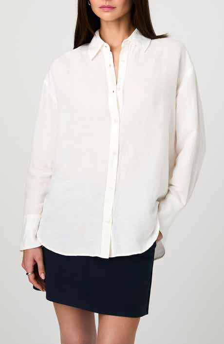 French Connection Birdie Oversize Linen Blend Button-Up Shirt