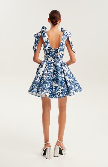 Marvelous blue hydrangea mini dress on straps, Garden of Eden