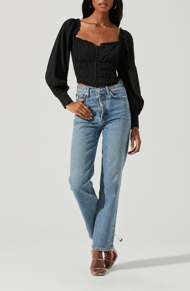 ASTR the Label Amber Puff Sleeve Smocked Blouse, Alternate, color, 