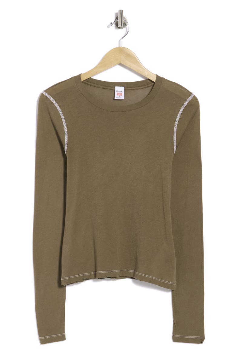 Sheer Long Sleeve Tee, Alternate, color, CYPRESSW/WHI