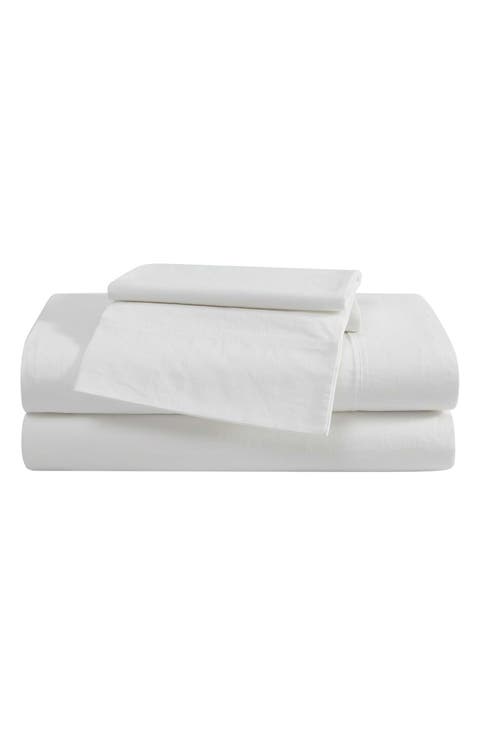 Solid 180 Thread Count Cotton Percale Sheet Set