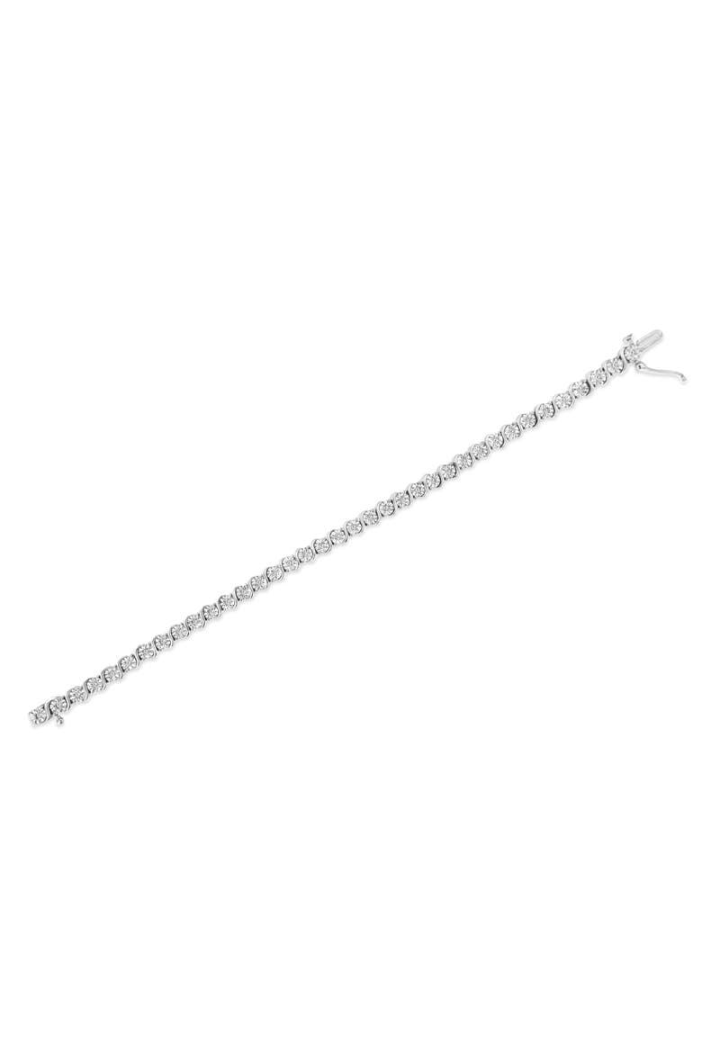 .925 Sterling Silver 1/4 Cttw Diamond Miracle Plate and "S" Link Tennis Bracelet, Alternate, color, White