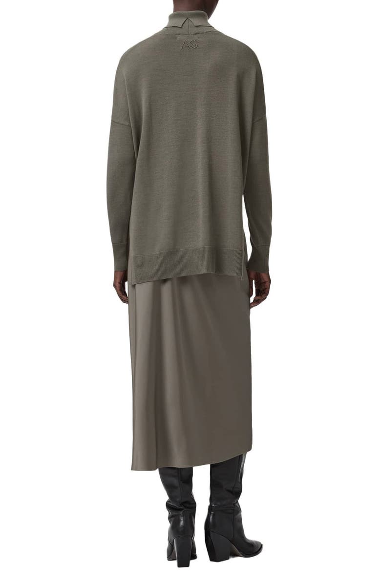 AllSaints Juno Long Sleeve 2-in-1 Sweater & Slipdress, Alternate, color, Light Khaki