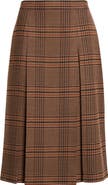 Saint Laurent Prince of Wales Plaid Wool Midi Skirt