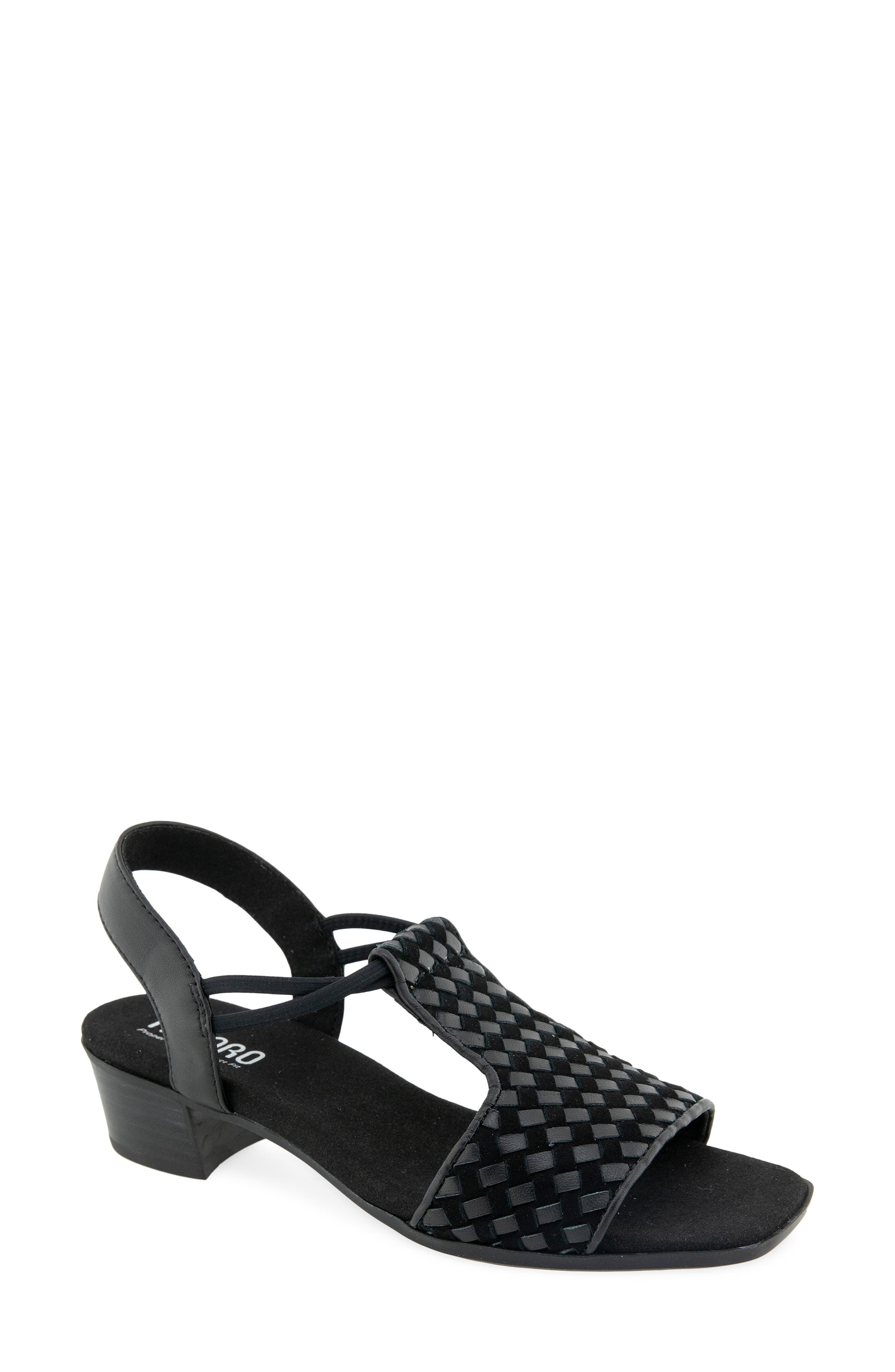 Munro Susan Sling Back Sandal, Main, color, Black Woven Leather