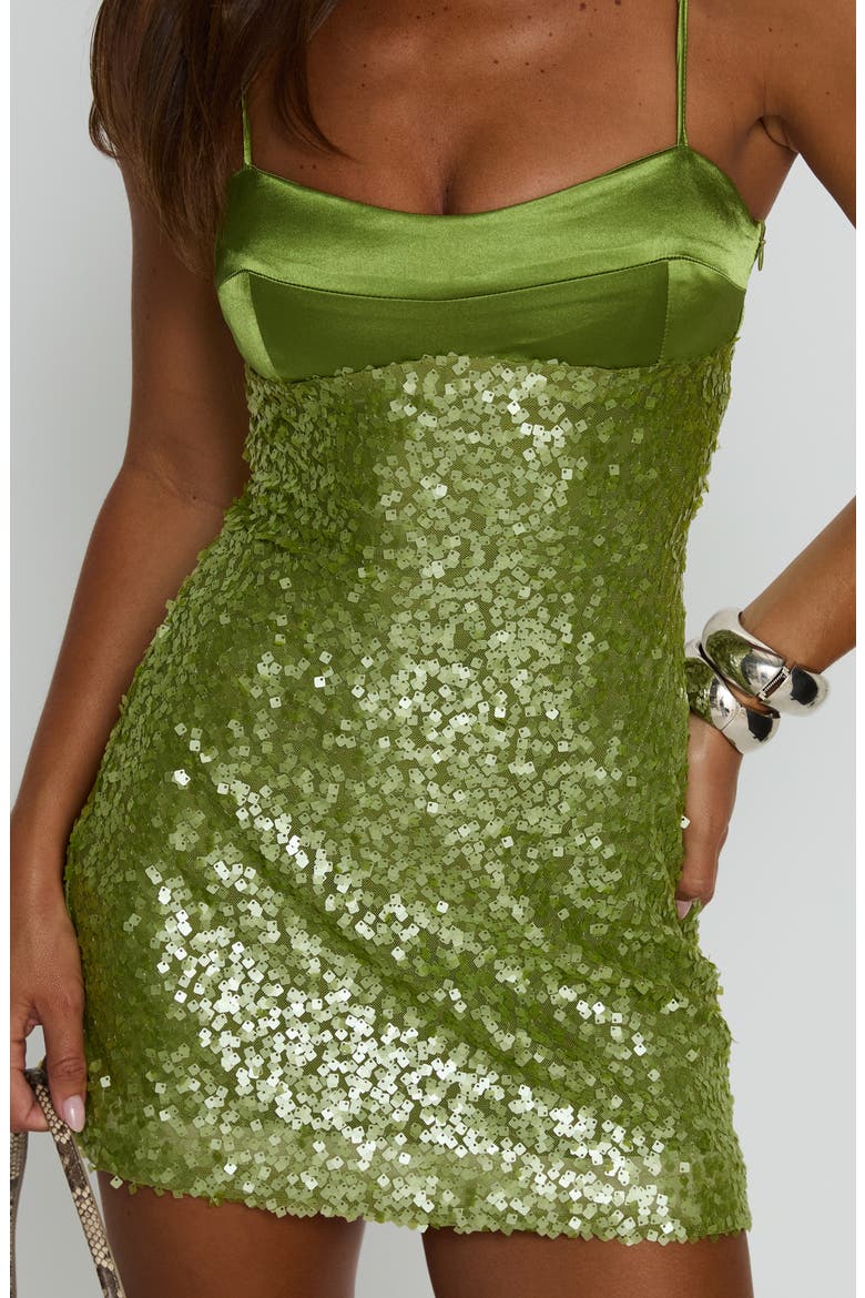 Alishia Sequin Satin Cocktail Minidress, Alternate, color, GREEN