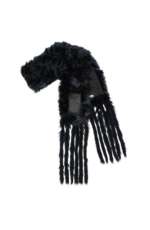 Narrow Check Shearling Scarf