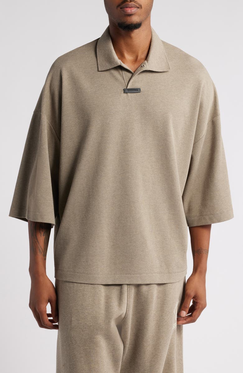 Fear of God Essentials Oversize Cotton Blend Piqué Polo, Main, color, 