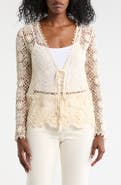 Forgotten Grace Crochet Lace Tie Front Top